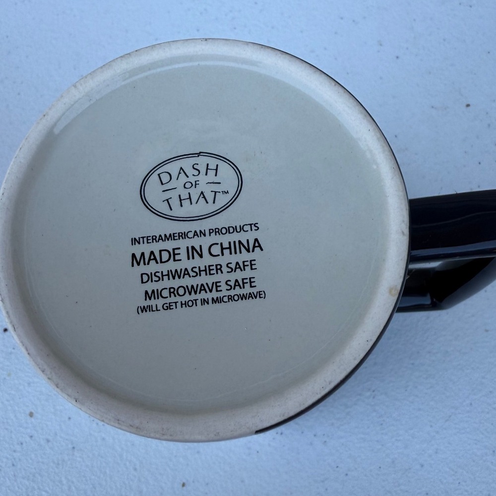 Dash of That Two Tone Black and Cream Wavy Ceramic Coffee‎ Mug Modern Stoneware - Picture 3 of 4